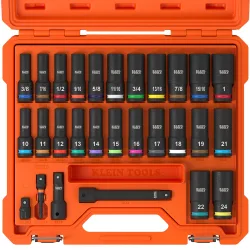 KNECT 1/2-Inch Deep-Well Impact Socket Set, SAE/Metric, 28-Piece